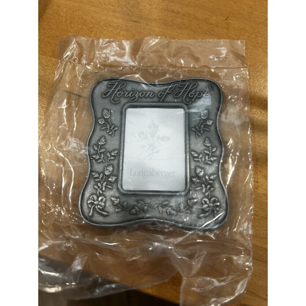 Longaberger Baskets Horizon of Hope Pewter Picture Frame‎ & Bookmark NEW floral